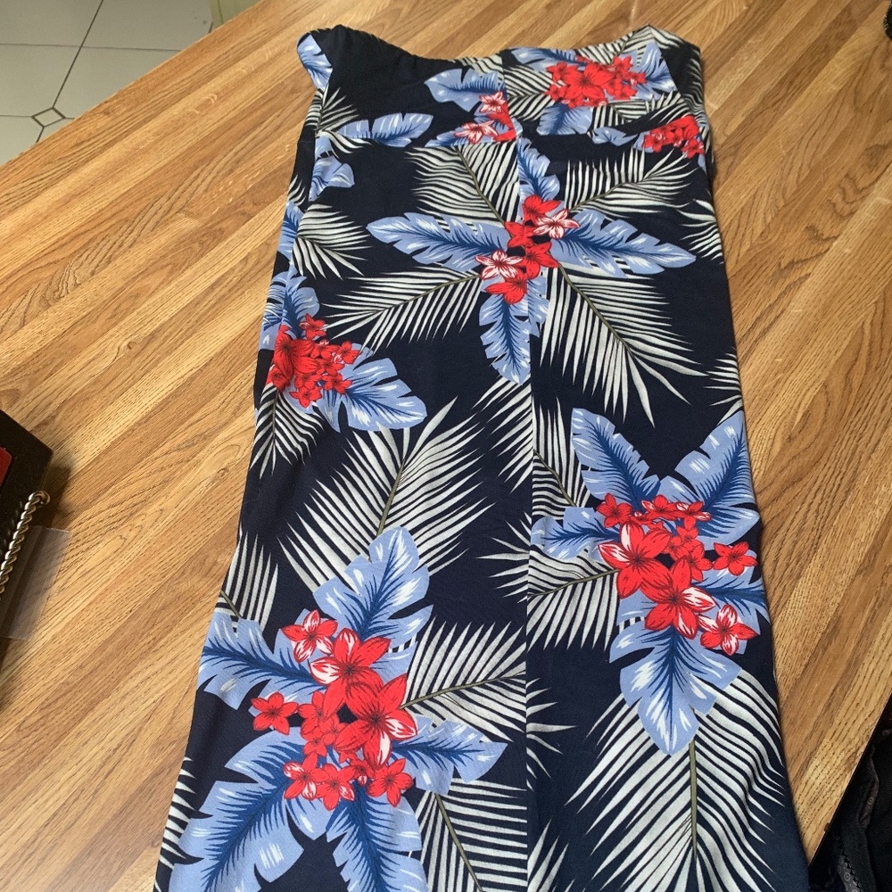 WIDE LEG TROPICAL PRINT PANT